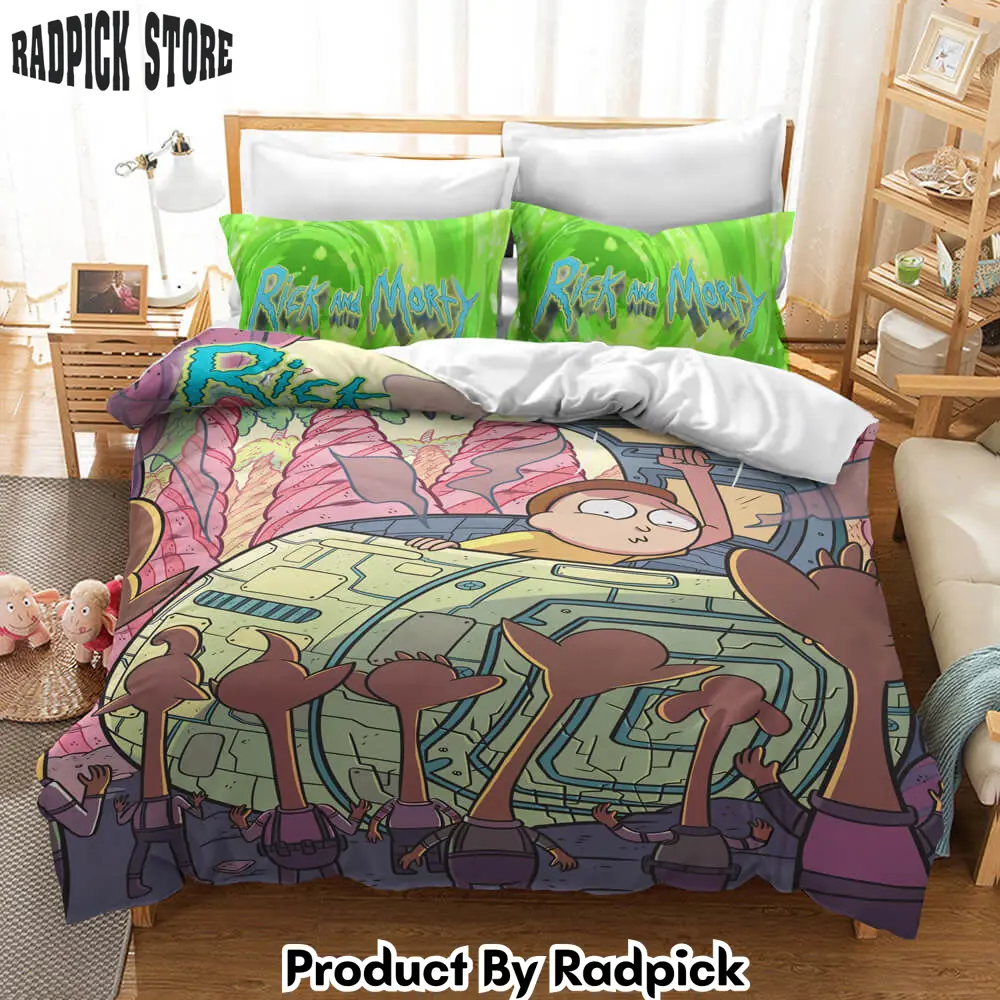 Rick and morty cosplay bedding duvet cover halloween sheets bed sets  rp0423839